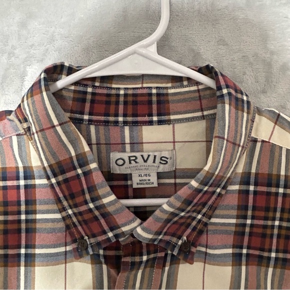 Orvis Men's Button Down Long Sleeve 100% Cotton Multicolored Check Shirt XL - Picture 2 of 8